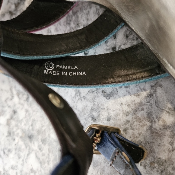 Size 10 Cork Wedge Colorful Heeled Sandals - Picture 8 of 10